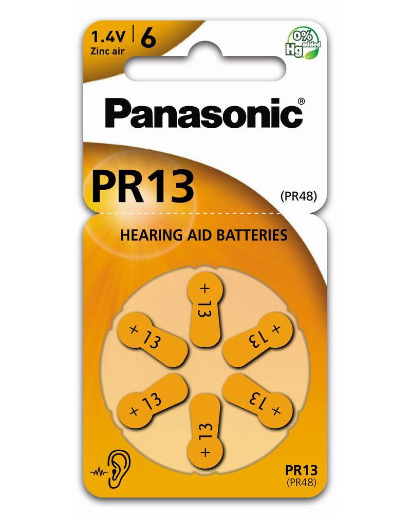 Panasonic PR13/6LB cink-levegő hallókészülék elem, PR48, 6 db/bliszter termék fő termékképe